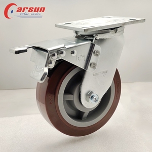 Heavy Duty 4/5/6/8 Polegada Rodízios De Aço PU Vermelho Poliuretano Giratório Rodas de Castor para Equipamentos Industriais OEM Personalizável