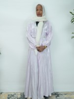 Abaya ouverte en satin brillant respirant, ornée de perles et de strass, à manches bouffantes, pour femme, robe de soirée formelle musulmane longueur cheville, pour l'Aïd
