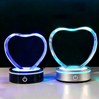 Coffret Cadeau Noir, Cœur en Cristal K9 110mm Vierge pour Machine Xtool, Gravure Laser Personnalisée avec Photos et Base LED, Cadeau de la Saint-Valentin