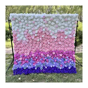Tissu 3D 5D personnalisé tissu enroulable soie artificielle rose pivoine fleurs panneau de fond mural mariage décor mur de fleurs artificielles