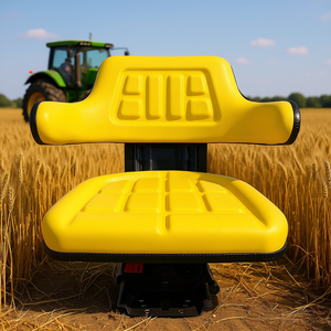 Sièges universels Trac Seats jaunes à suspension, style gaufré, inclinables, pour tracteurs Ford, usage agricole - Product Image 2