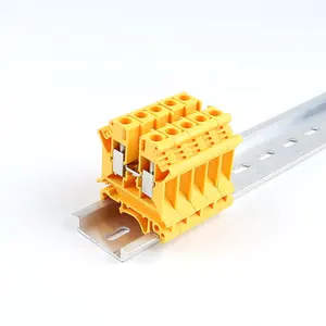 UK 6N Yellow 24-8 AWG 0.2-6mm Installation Electric Universal Feed Through Screw Type junction 15a DIN Rail Terminal Block