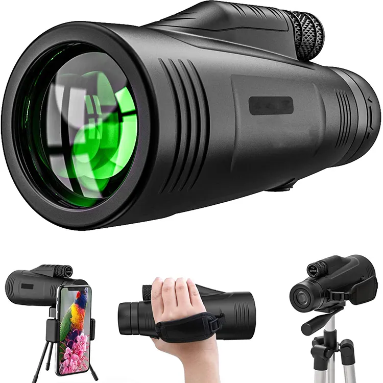 SUNCORE 12x50 High Definition,with Quick Smartphone Holder,Newest Waterproof Monocular,Day & Low Night Vision,