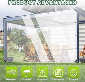 Lona de vinilo de PVC transparente de tela impermeable transparente de alta resistencia con bucle de Cable <span class=keywords><strong>para</strong></span> cubierta impermeable de dosel de terraza - Product Image 2