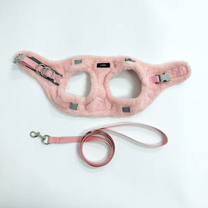 Günstige Preise Bestseller Verstellbares Hundegeschirr-Set Weiches Atmungsaktives Polyester Flauschiges Luxuriöses Langlebiges Waschbares Hundegeschirr und Leine - Product Image 3