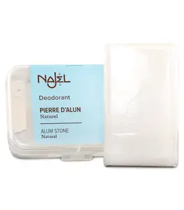 Najel纯天然除臭防过敏无味明矾石，盒装90克，适用于所有皮肤类型和年龄