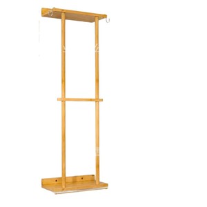 Wooden Wall Mounted Towel Rack 4 <b>Bars</b> Foldable Punch Free Bathroom Storage Organizer <b>Shelf</b> - Product Image 5