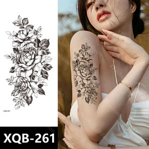 Pegatinas de <span class=keywords><strong>tatuaje</strong></span> desechables impermeables flor negra <span class=keywords><strong>media</strong></span> <span class=keywords><strong>manga</strong></span> pegatina de <span class=keywords><strong>tatuaje</strong></span> temporal - Product Image 1