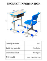 Bureaux et chaises de formation modernes sur mesure avec tablette d'écriture pour centres de tutorat, ensembles de mobilier scolaire, couleurs personnalisées, ergonomiques