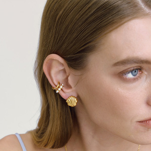 Clip-on Earrings <b>Shell</b> Shape 18K Stainless Steel <b>Light</b> Luxury Fashion Jewelry - Product Image 3