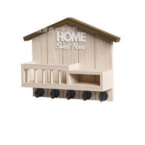 Wooden Wall Mounted Key <b>Hooks</b> Rack With <b>Shelf</b> For Entryway Home Storage - Product Image 5