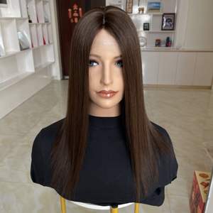 Topper de Cabello Humano Europeo con Base de Seda Anudada a Mano de 6x6.5 para Mujer, Color Chocolate, con Clip, Nudos Invisibles, Aspecto Natural - Product Image 4