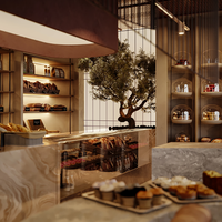 Vitrines de boulangerie en bois personnalisées en usine avec éclairage LED Solutions d'affichage de vente au détail modernes