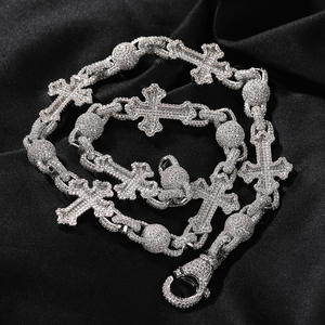 <span class=keywords><strong>Collana</strong></span> UWIN Hip Hop con Ciondolo a Croce, <span class=keywords><strong>Catena</strong></span> con Perline Ghiacciate e Charm a Croce Baguette - Product Image 2