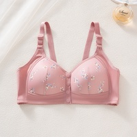 Soutien-gorge une pièce en dentelle à imprimé fleurs de cerisier avec détails boutonnés, ajustable, confortable, à bonnets couvrants, sans armatures, fermeture avant pour femme