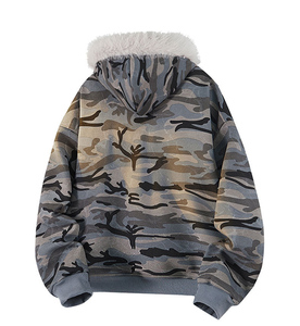Sweat à <span class=keywords><strong>capuche</strong></span> zippé intégral personnalisé style américain rétro en polaire matelassé en coton, épais et chaud, pour homme et femme, idéal pour l'hiver - Product Image 3