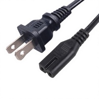 Cordon d'extension d'alimentation américain à 2 broches, courte portée 0,61 m, compatible avec les prises américaines et les appareils IEC C7 pour décodeur TV et ordinateur