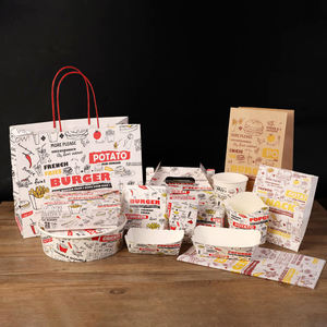 Caja de Papel Personalizada con Relieve para Comida Rápida, Pollo Frito, Hamburguesas, Pescado, Patatas Fritas y Aperitivos Callejeros, Hecha con Papel Reciclado y Sostenible - Product Image 1