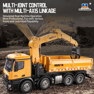<span class=keywords><strong>Camion</strong></span> benne télécommandé 3-en-1 en métal 2,4G 26 canaux avec grue à flèche rotative et grappin à bois, jouet Huina 1538 avec chargeur - Product Image 5