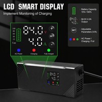 Chargeur de batterie intelligent réglable 360W 60-90V avec écran LCD MCU pour batteries au plomb-acide, Li-ion et LifePO4 60V 72V 4A