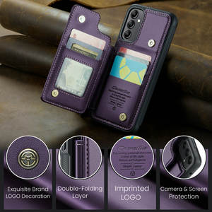 Funda de Cuero Tipo Libro para Samsung <span class=keywords><strong>Galaxy</strong></span> A14 A24 A34 A54 <span class=keywords><strong>A74</strong></span>, Funda Trasera Magnética de Lujo con Carga Inalámbrica para Samsung A14 - Product Image 3