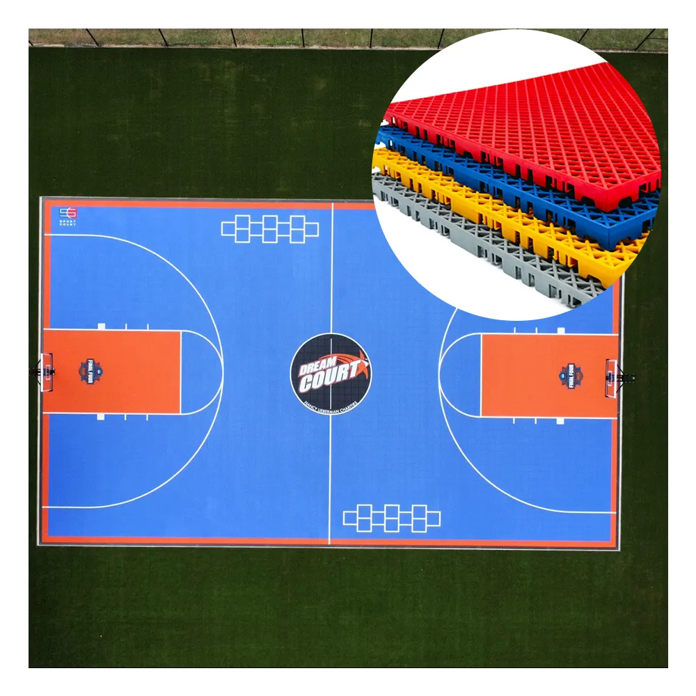 Wholesale pp Removable Outdoor backyard basketball court Suspended interlocking garage skating floor plastic tiles