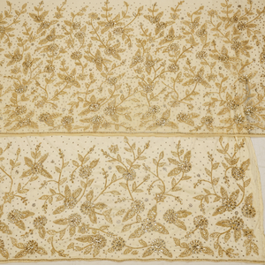 Tissu en taffetas de rayonne brodé de luxe |   Broderie florale dorée pour vêtements traditionnels et formels, occasions spéciales, femmes - Product Image 1