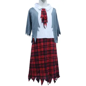 Pafu Halloween Cosplay Fancy Dress Party Outfits Zombie Schoolgirl Costume Girl Bloody Zombie Vampire Costume