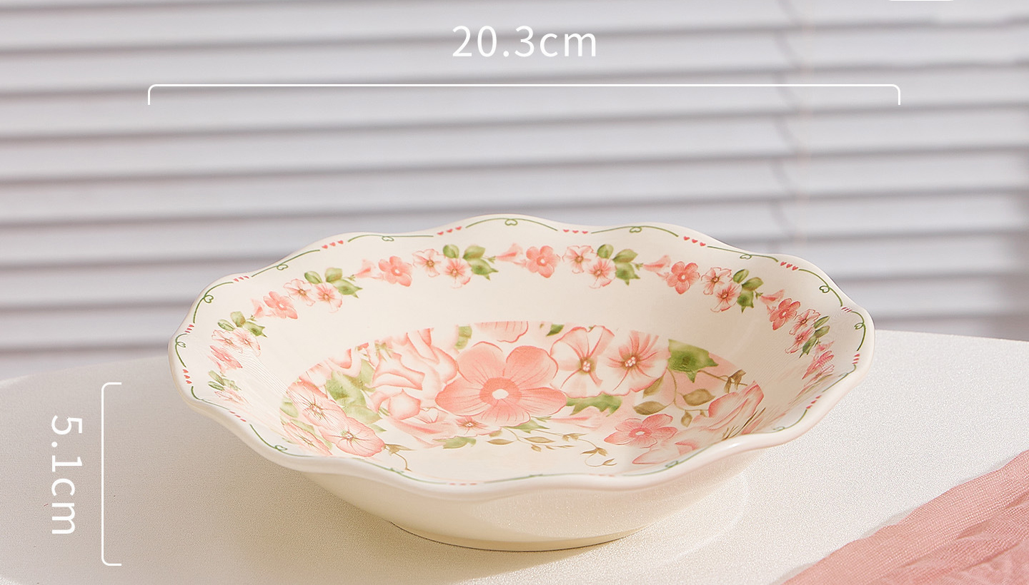 Plat rose de 8 pouces de profondeur