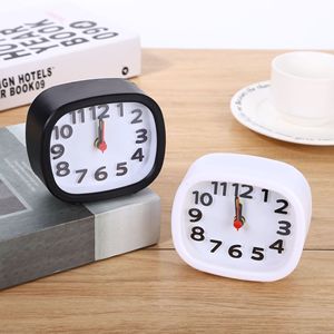 Rectangular Alarm <b>Clock</b> White Black <b>Mechanical</b> Desk <b>Clock</b> For Bedroom And Study Use - Product Image 4
