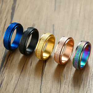 Anillo Giratorio Antiestrés de Moda, Colorido, de Acero Inoxidable Esmerilado, Joyería para Hombre y Mujer, Venta al Por Mayor - Product Image 5