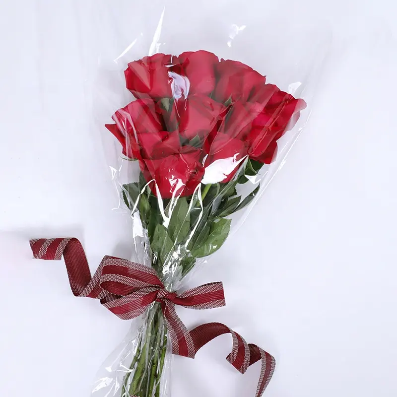 OPP plastica trasparente fiore rosa confezione borsa, carta riciclabile in vetro bouquet sacchetto regalo per matrimoni