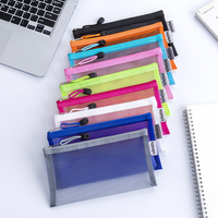 Logo personnalisé pour la boutique de fournitures de bureau : Étui à stylos transparent A6 avec fermeture éclair en nylon et sac de rangement en tissu maillé