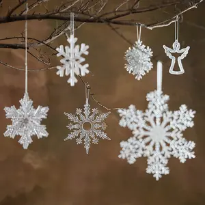 Nieuwjaar Mini Groot Acryl Transparante Sneeuwvlok Ornamenten Kerstboom Decoratie Accessoires Hanger
