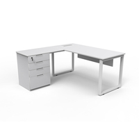 Bureau de direction moderne en L avec plateau en MDF, poste de travail ergonomique et écologique réglable, tiroir à dossiers extensible