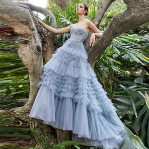 Robes de soirée élégantes bleues à col cœur pour femmes, robes de bal, robes de mariée, robes de soirée de luxe pour événements spéciaux à Dubaï SF088 - Product Image 1