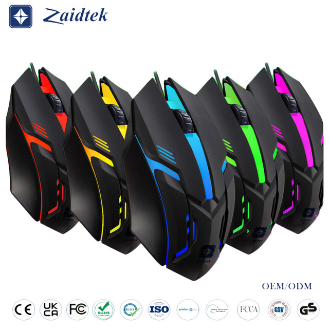 Wired Gaming Mouse with 7-Color RGB LED Light 1000 DPI 3-Button Design ABS Material for PC & Laptop Gaming