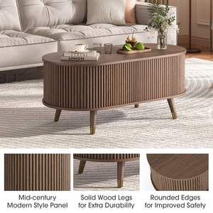 <span class=keywords><strong>Mesa</strong></span> <span class=keywords><strong>de</strong></span> <span class=keywords><strong>Centro</strong></span> Moderna <span class=keywords><strong>de</strong></span> Madera <span class=keywords><strong>de</strong></span> <span class=keywords><strong>Nogal</strong></span> <span class=keywords><strong>Oscuro</strong></span> con Tapa Elevable y Almacenamiento Oculto, <span class=keywords><strong>Mesa</strong></span> <span class=keywords><strong>de</strong></span> Salón con Diseño Acanalado - Product Image 3