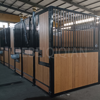 Porte d'entrée battante avec grille 3,6 x 2,2 m, cadre en acier, galvanisation à chaud, revêtement en poudre, pour écurie de chevaux portable