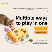 Juguete Interactivo para Gatos con Forma de Queso, Caja de Fieltro para Excavar, Bolas con Campana, Varita Estimulante, para Juego Individual y Alivio del Aburrimiento, Uso Diario