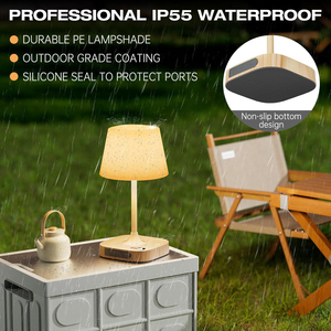 Outdoor Table Lamp, IP55 Waterproof <b>Shower</b> Lamp with Cordless Rechargeable Battery, Dimmable LED Display Bath Lamp for Camping - Product Image 2