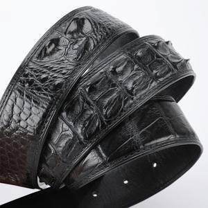 Cinturón de Cuero de Cocodrilo <span class=keywords><strong>Siamés</strong></span> con Hebilla Lisa, Cinturón de Cuero para Hombres Jóvenes y de Mediana Edad, Cinturón de Cuero Genuino al por Mayor - Product Image 5