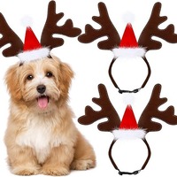 Noël Pet Chapeaux Antler Chien Chapeau De Noël Fête D'hiver Dress-Up Antler Bandeau Hiver Animal Motif Pet Fournitures