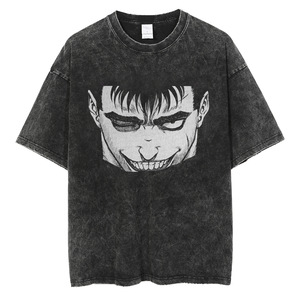 Camiseta <span class=keywords><strong>Berserk</strong></span> Vintage Lavada, 240g, Negra, Corte Holgado, 100% Algodón, Estampado Gráfico, Calidad Superior, Lavado Ácido - Product Image 6