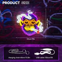 Enseigne néon Cool Monkey, pour décoration murale Thème Singe Fumeur, Lumière LED Anime Monkey à luminosité réglable, Enseigne LED pour Bar, Pub, Salle de jeux, Man Cave