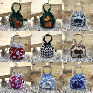 Landfond กระเป๋าหูรูดถักลายเลม่อนกล่องอาหารกลางวันแบบพกพาน่ารักสำหรับกลางแจ้งกระเป๋าถือ - Product Image 1