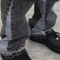2025 haute qualité hommes coton jean décontracté noir gris Patchwork Vintage lavage personnalisé fusées Denim pantalon pour hommes