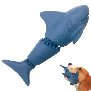 Shark Shaped Durable Dog Chewing Toy Indestructible Natural Rubber Dog Chew Toy Treat Dispensing Dog Toys for Puppies