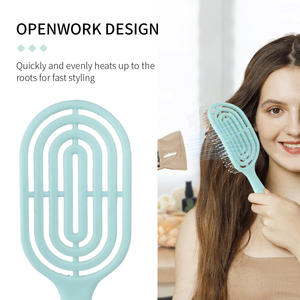 Peigne électrique à coussin d'air en maille ajourée, type macaron, pour un massage capillaire en profondeur, volumisant et lissant, avec grande brosse de coiffage incurvée en PP - Product Image 5