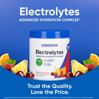 Poudre de complexe électrolytique OEM/ODM (120 portions, Punch aux fruits) |   Boisson de supplément d'hydratation enrichie en vitamines et minéraux